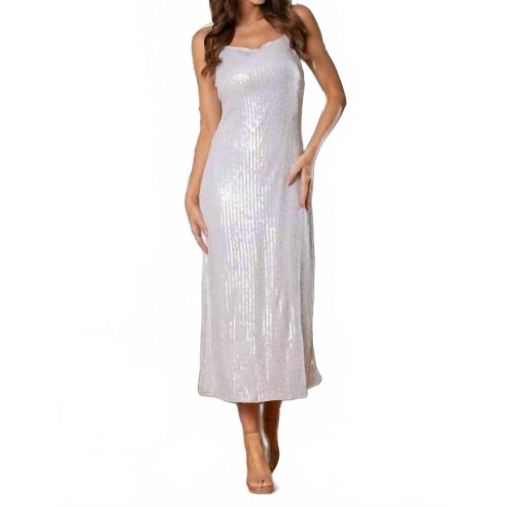 NEW STYLISH WHOLESALE sequin chain strap dress in white/silver